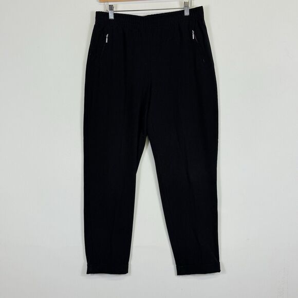 Chico's‎ Black Elastic Waist Cuffed Rayon Blend Trouser Pants Women's 1 Medium 8 - Picture 1 of 5